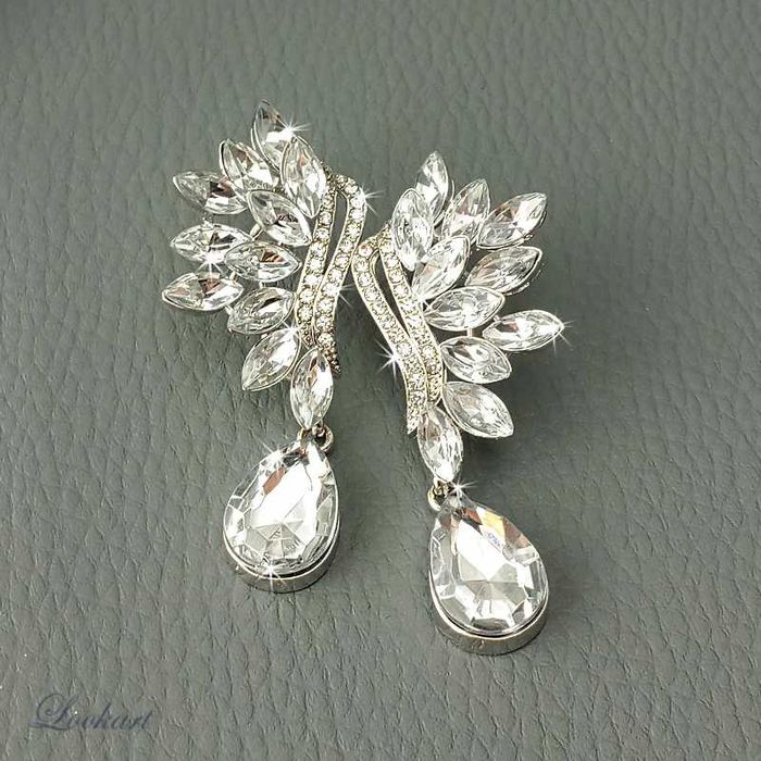 Śliczne kolczyki ślubne z kryształkami ko243 wkrętki sztyfty