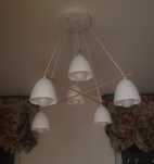 Lampa wisząca Aida TK Lighting biały metal, jasne drewno 6 żarówek 60W