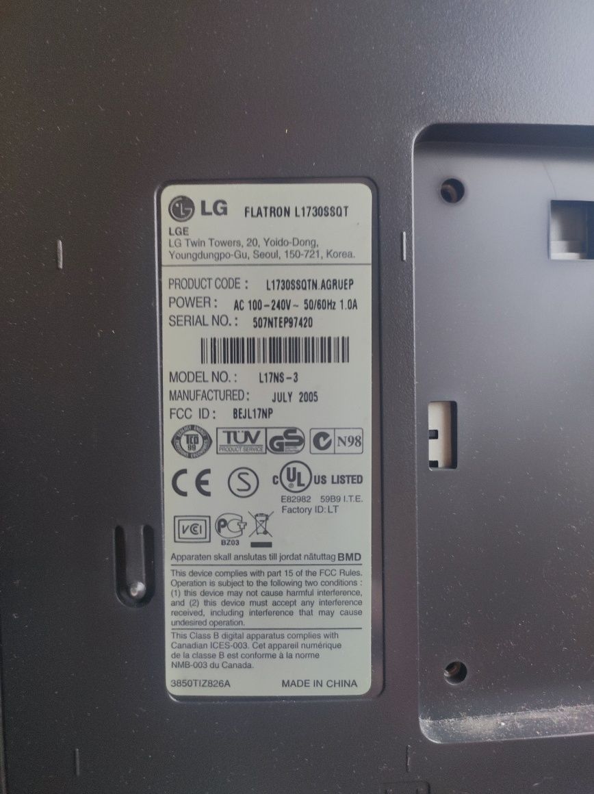 Монітор 17' lg flatron l17ns-3