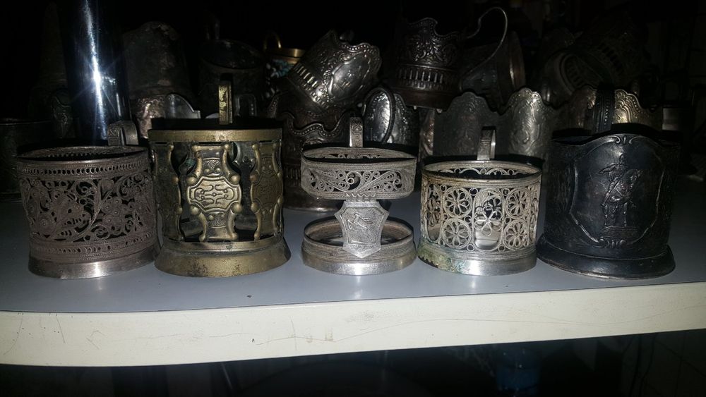 Подстаканники посеребренные коллекция 90 шт.