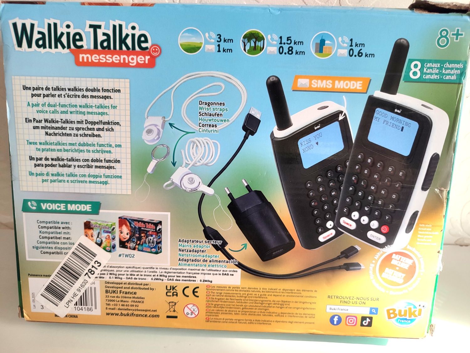 Walkie Talkie telefon SMS Buki 1km/3km zasięg