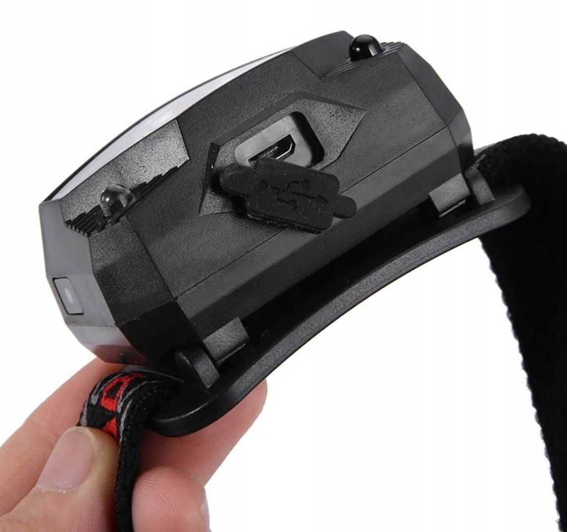 Latarka czołowa czołówka akumulatorowa 3W LED lampka turystyczna USB-C