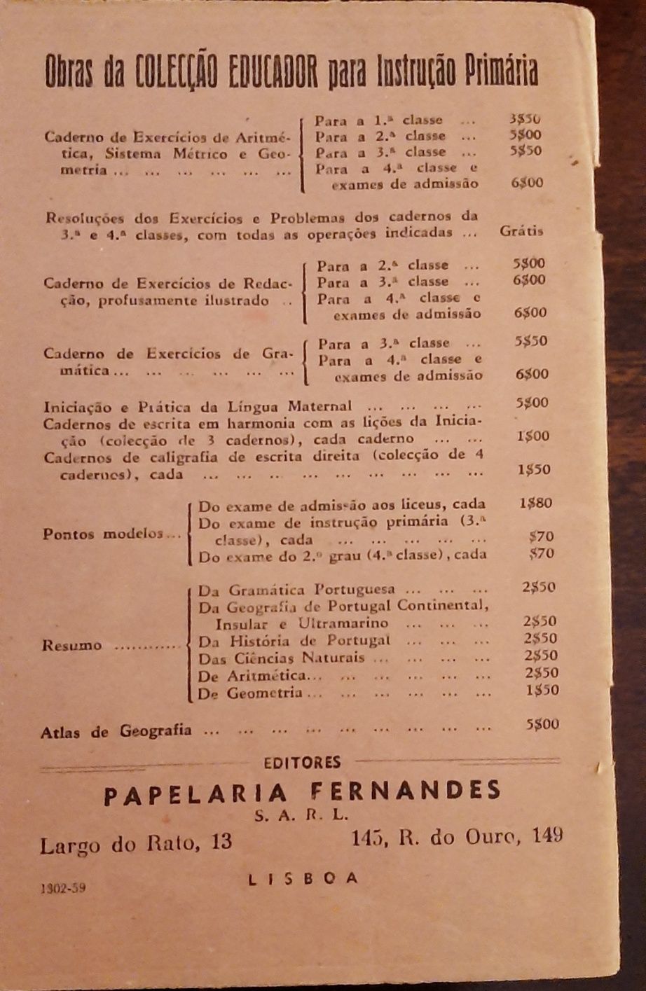 Livro colecção educador papelaria Fernandes