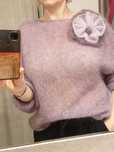Nowy sweter moher 100% naturalny z kwiatem Kid silk. Hand Made. Nowy.