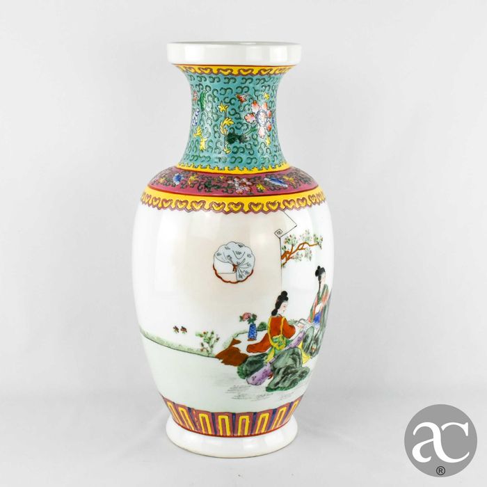 Jarrão porcelana da China, com caracteres chineses, CIRCA 1960