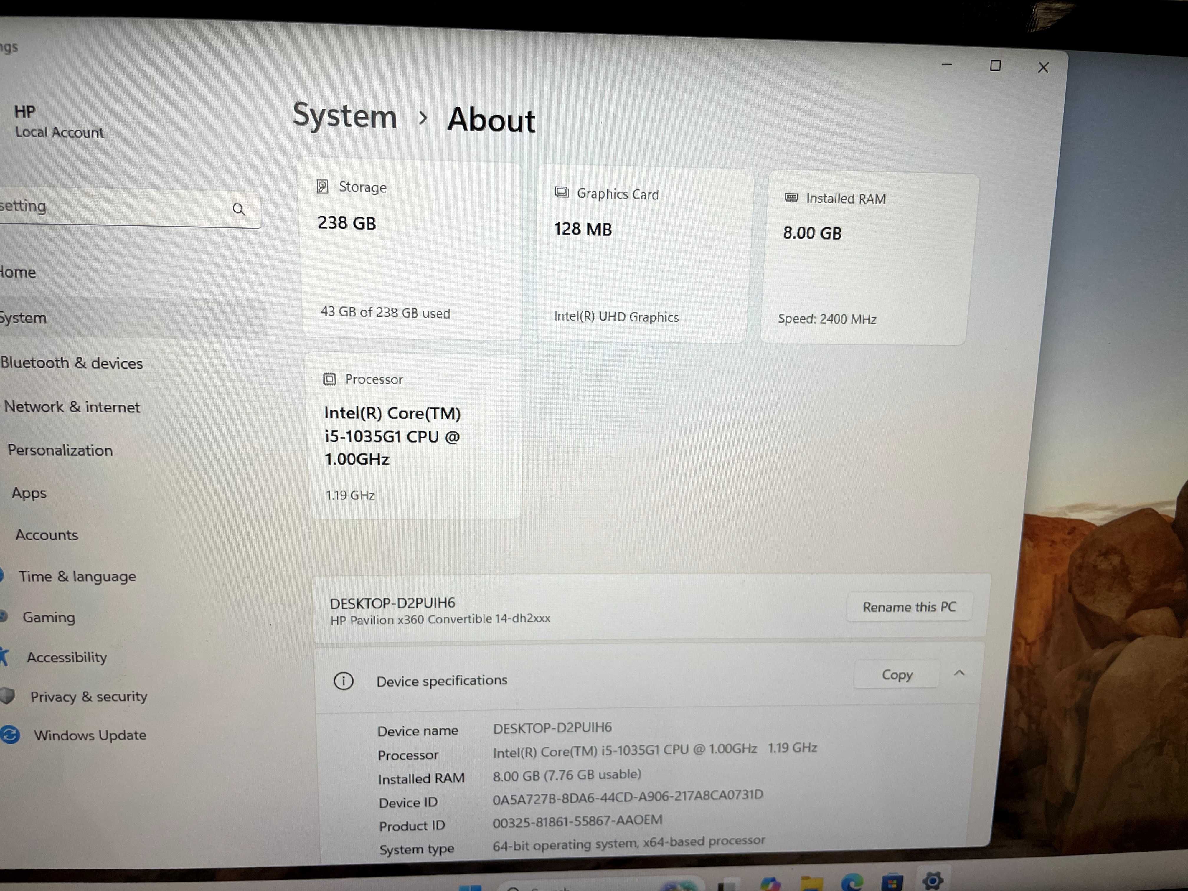 Ноутбук трансформер 2-in-1 HP Pavilion x360 14-dh2xxx  i5/8/256