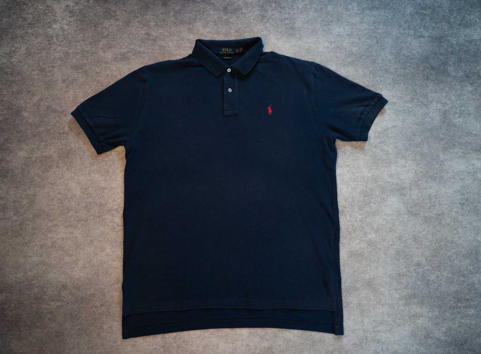 Oryginalna Koszulka Polo Ralph Lauren Vintage Granatowa - XL