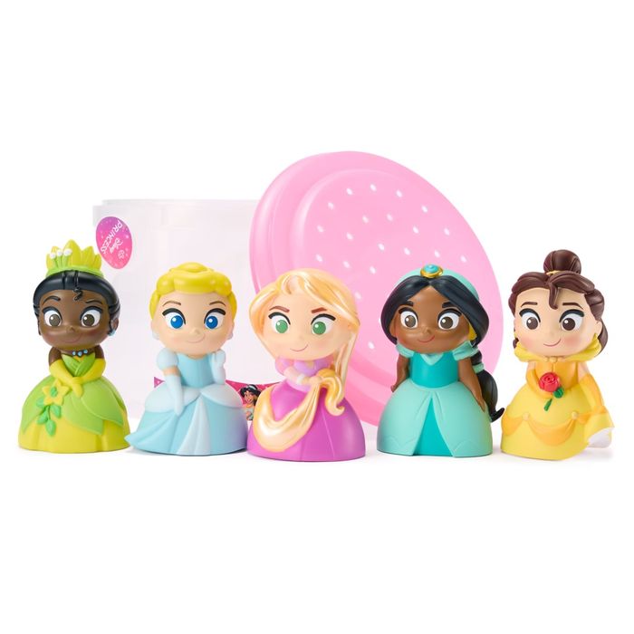 Balde com 5 princesas Disney - Cinderela Bela Jasmine Tiana Rapunzel