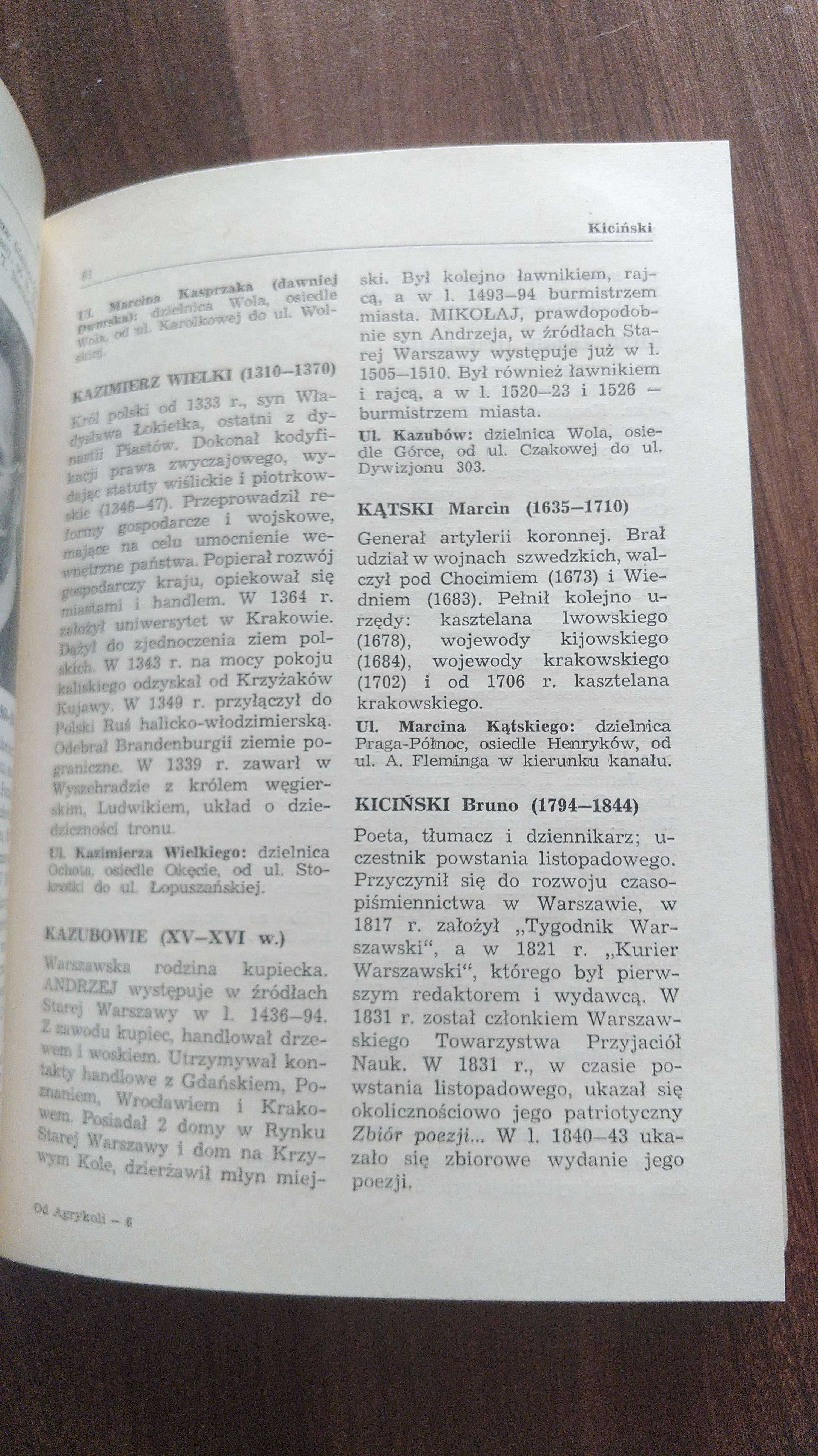Od Agrykoli do Żywnego mały słownik patronów ulic Warszawy
