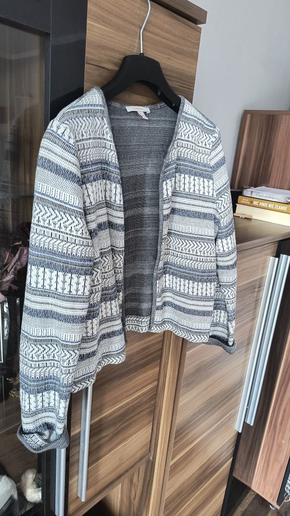 Kardigan sweter narzutka sweterek Esprit we wzorki rozmiar L