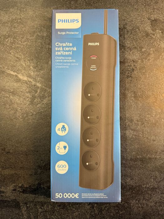 NOWY Przedłużacz Sieciowy PHILIPS listwa zasilająca 4 gniazda 2M