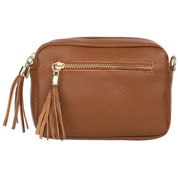 VERA PELLE torebka damska skórzana listonoszka z paskiem V491 brązowa