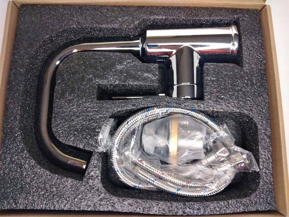 KRAN Bateria Zlewozmywakowa obrotowa 360°C SREBRNY POŁYSK-KeeGone