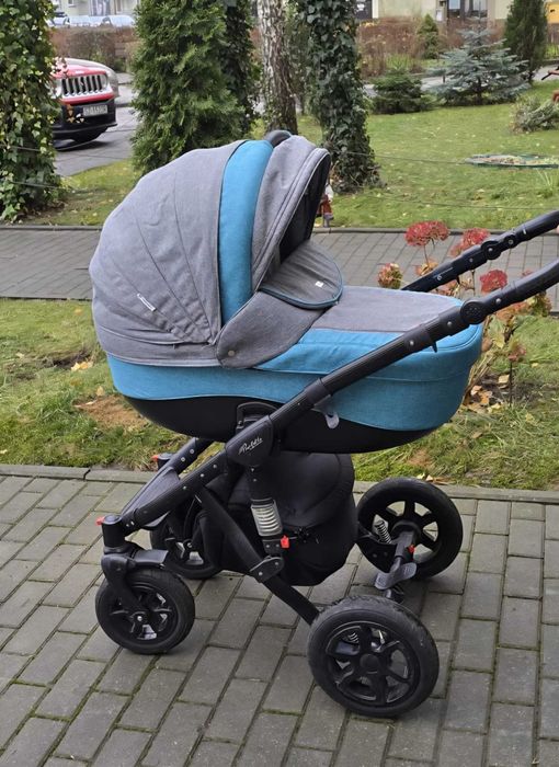 Wózek - GONDOLA + SPACERÓWKA!! szaro - turkusowy Adamex