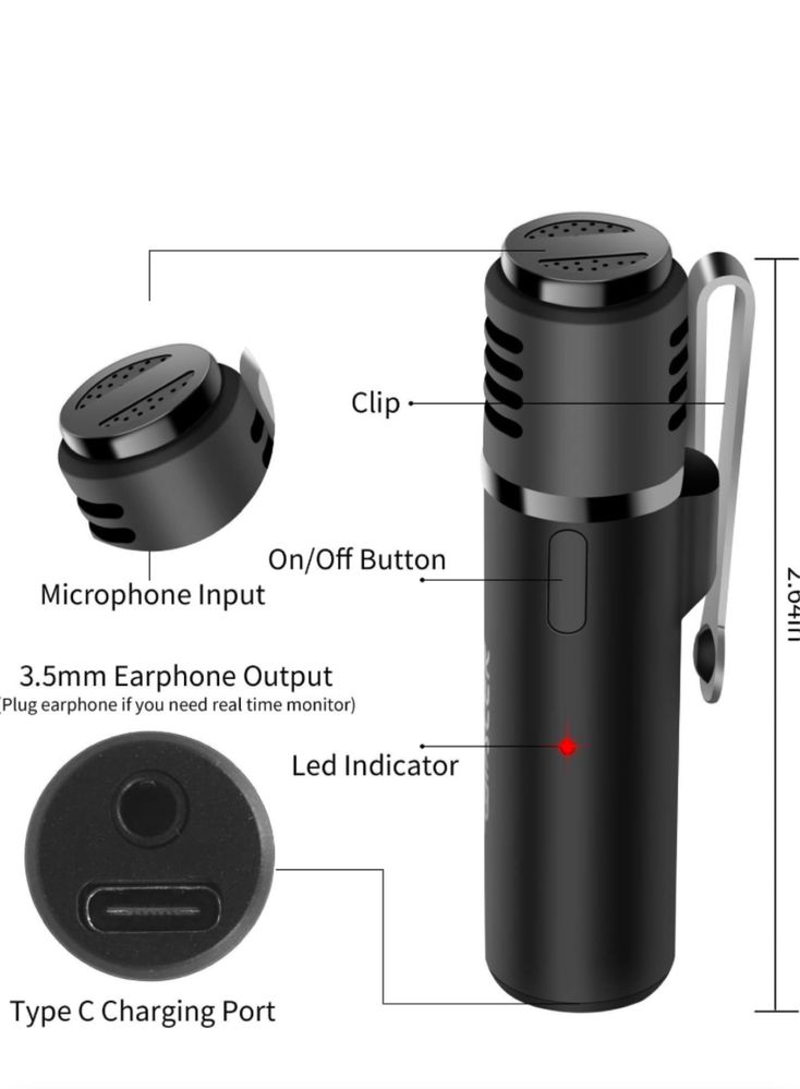 SmartMic Bezprzewodowy mikrofon krawatowy
