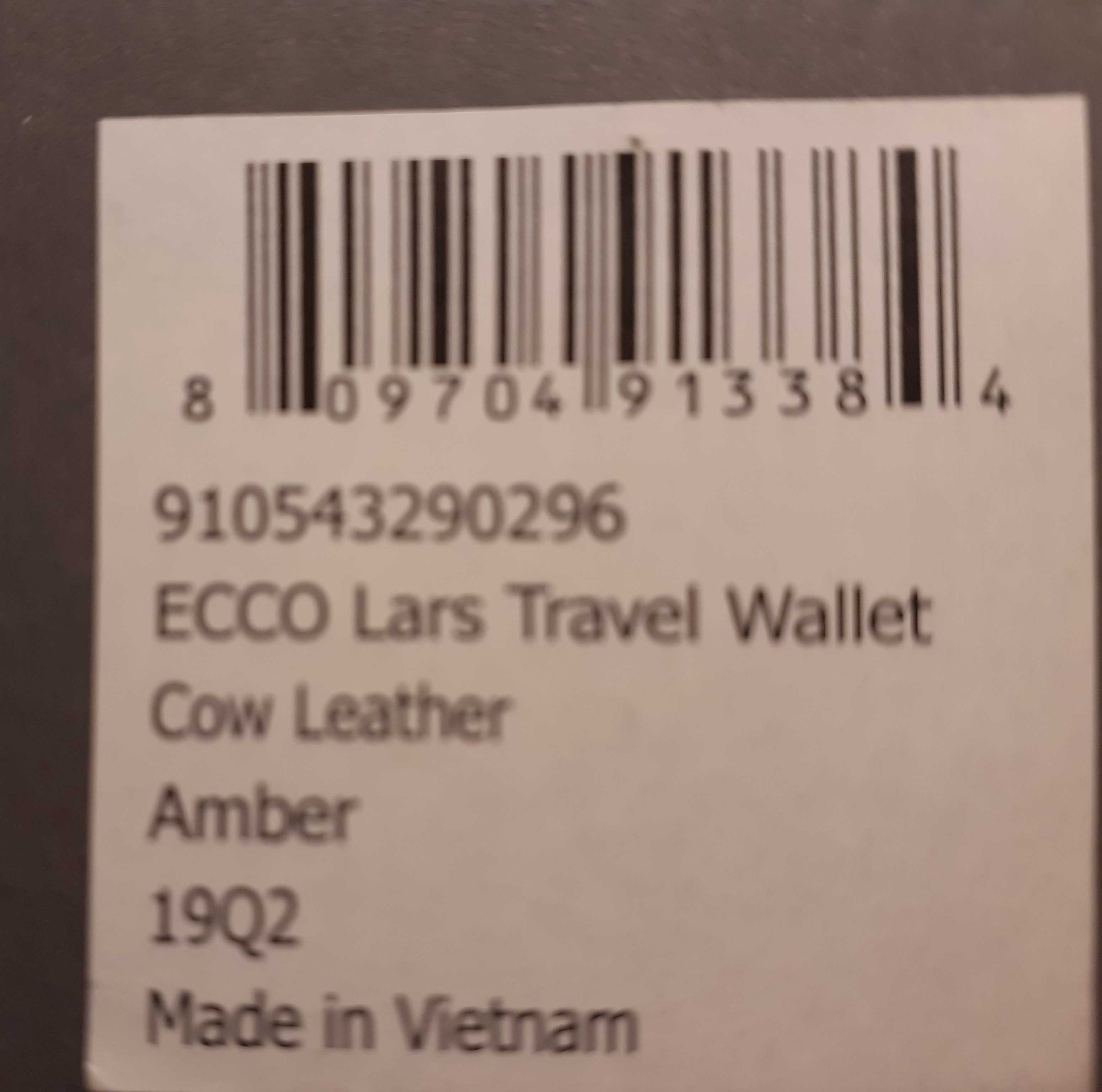 Portfel etui Ecco Lars Travel Wallet kolor amber skóra naturalna