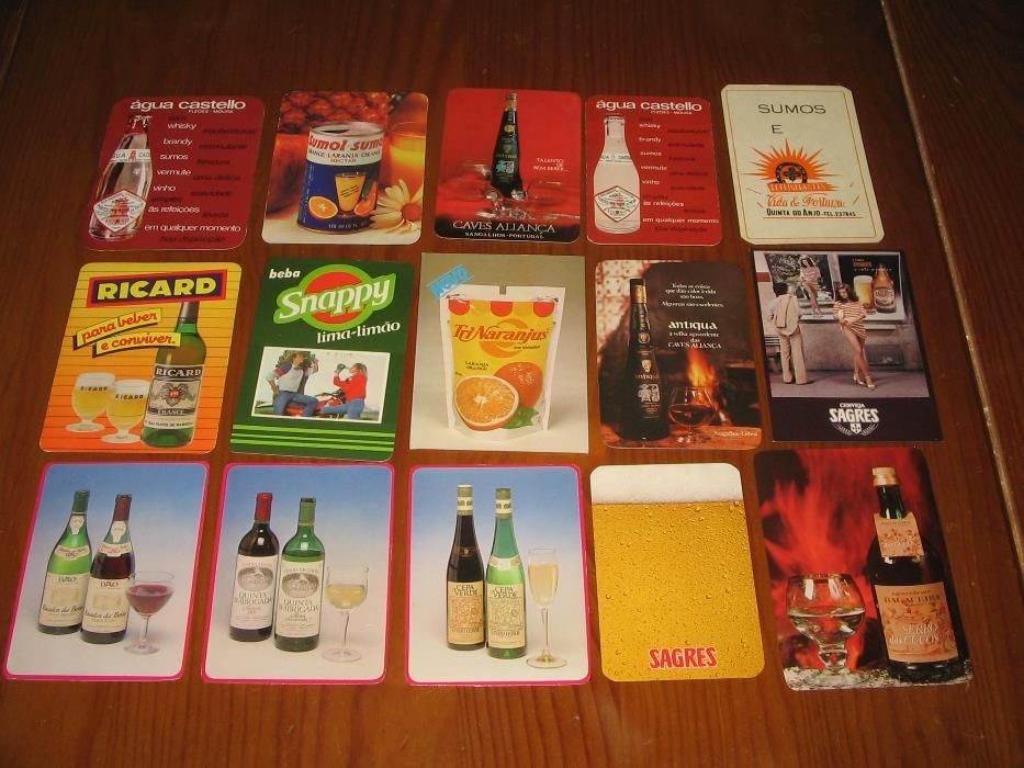 Calendários de bolso (30) tema bebidas de 1975 a 1994