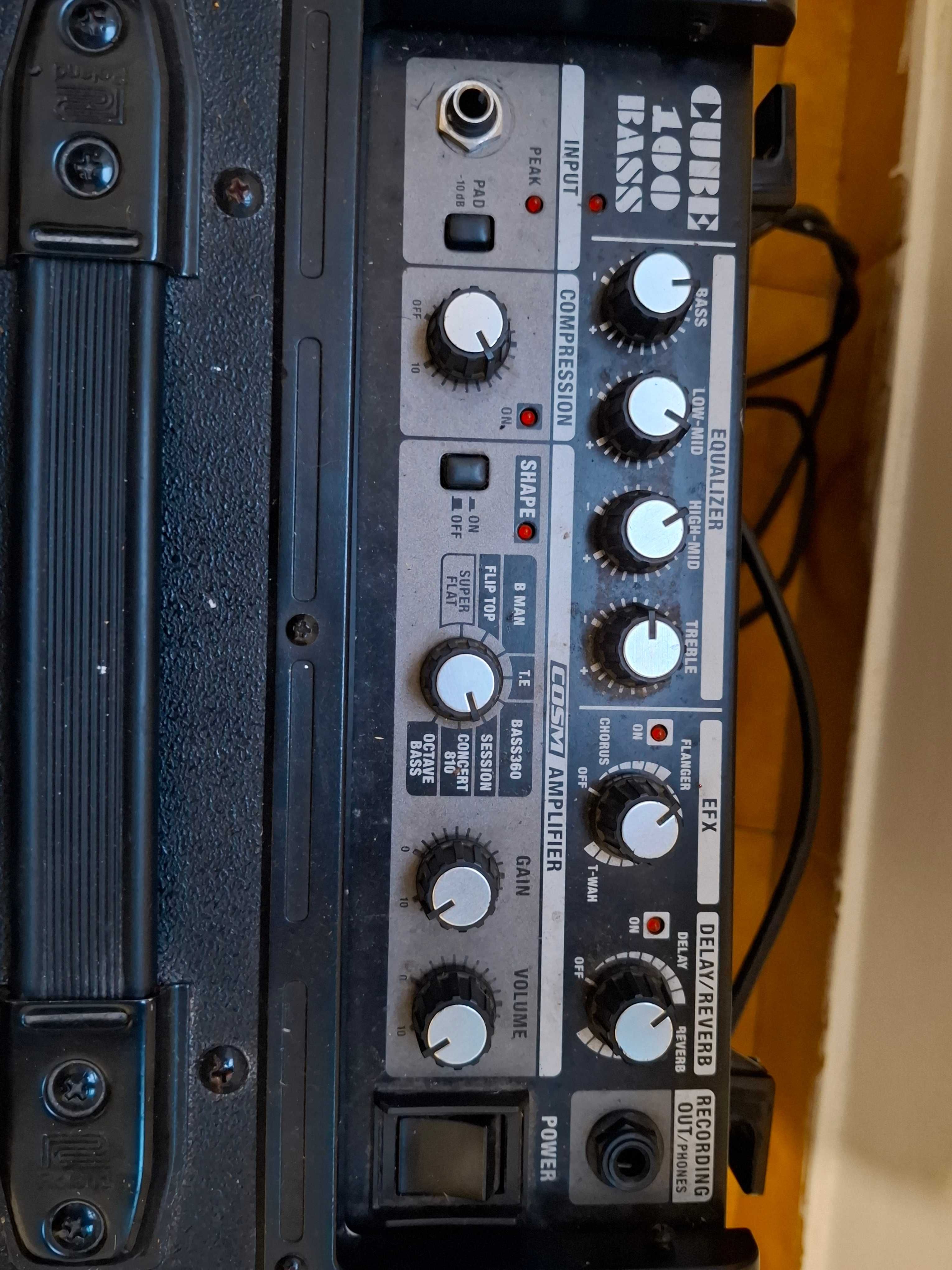 Baixo + Amplificador Roland Cube 100 – Kit completo e funcional