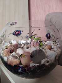 Скляна ваза-акваріум з візерунками