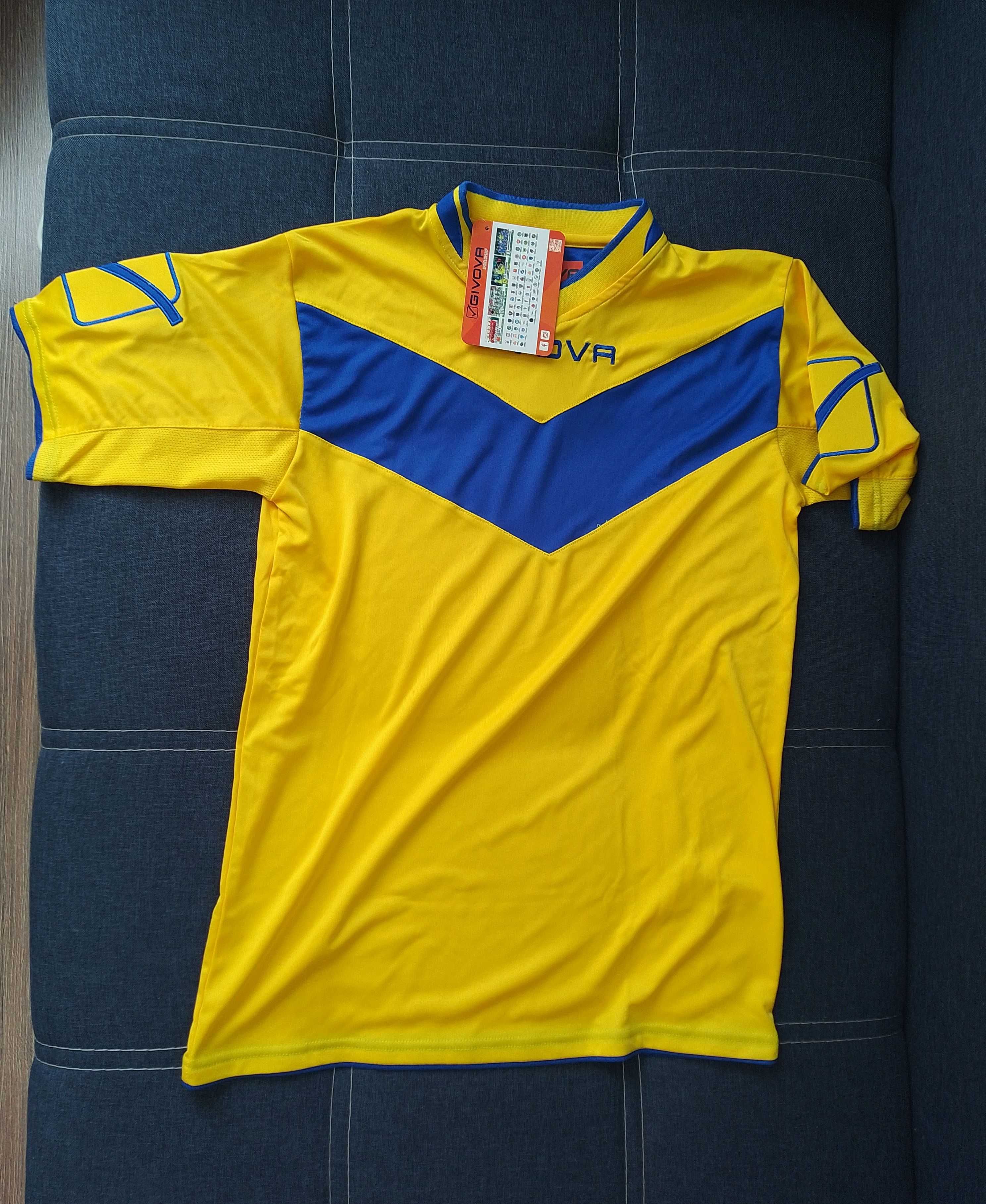 Жёлто синий спортивный костюм Givova футболка + шорты размер S (44)