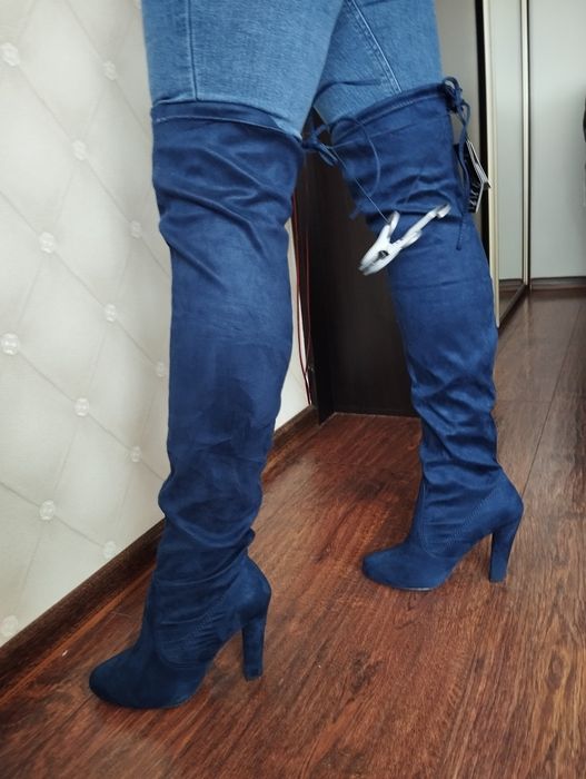 Kozaki  długie za kolano granatowe nowe r. 37