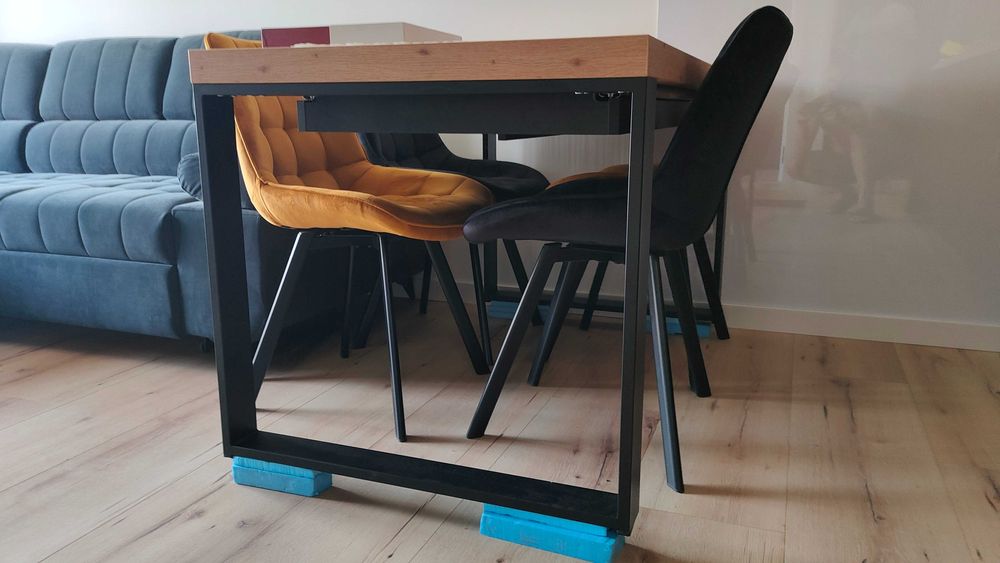Metalowe nogi stołu stolika 80cm szer x 70cm wys, profil 8/2cm, czarne