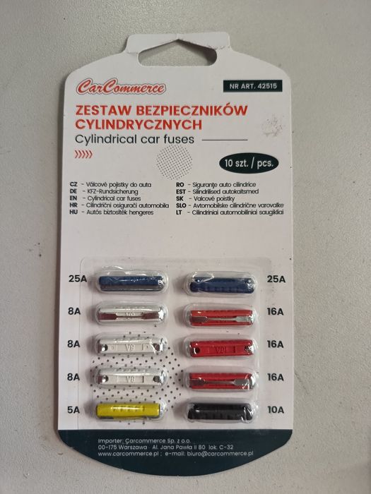 MZ Simson bezpieczniki cylindryczne zestaw 10 szt