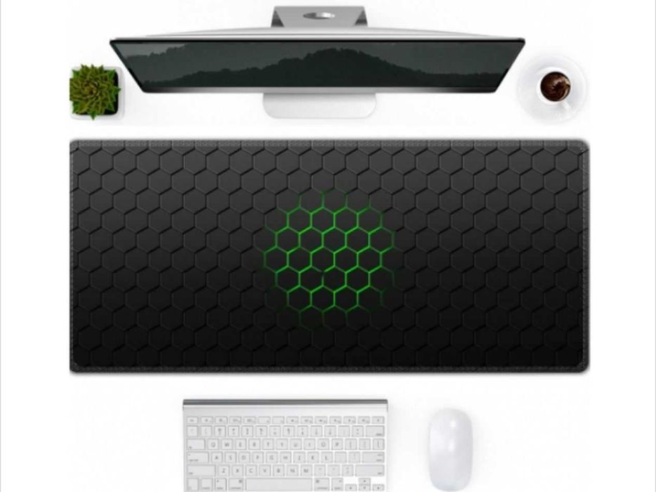 Podkładka pod mysz dla gracza 80x30 cm zielone sześciokąty FA197