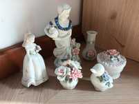 Porcelana duży zestaw ozdób figurki, wazoniki,