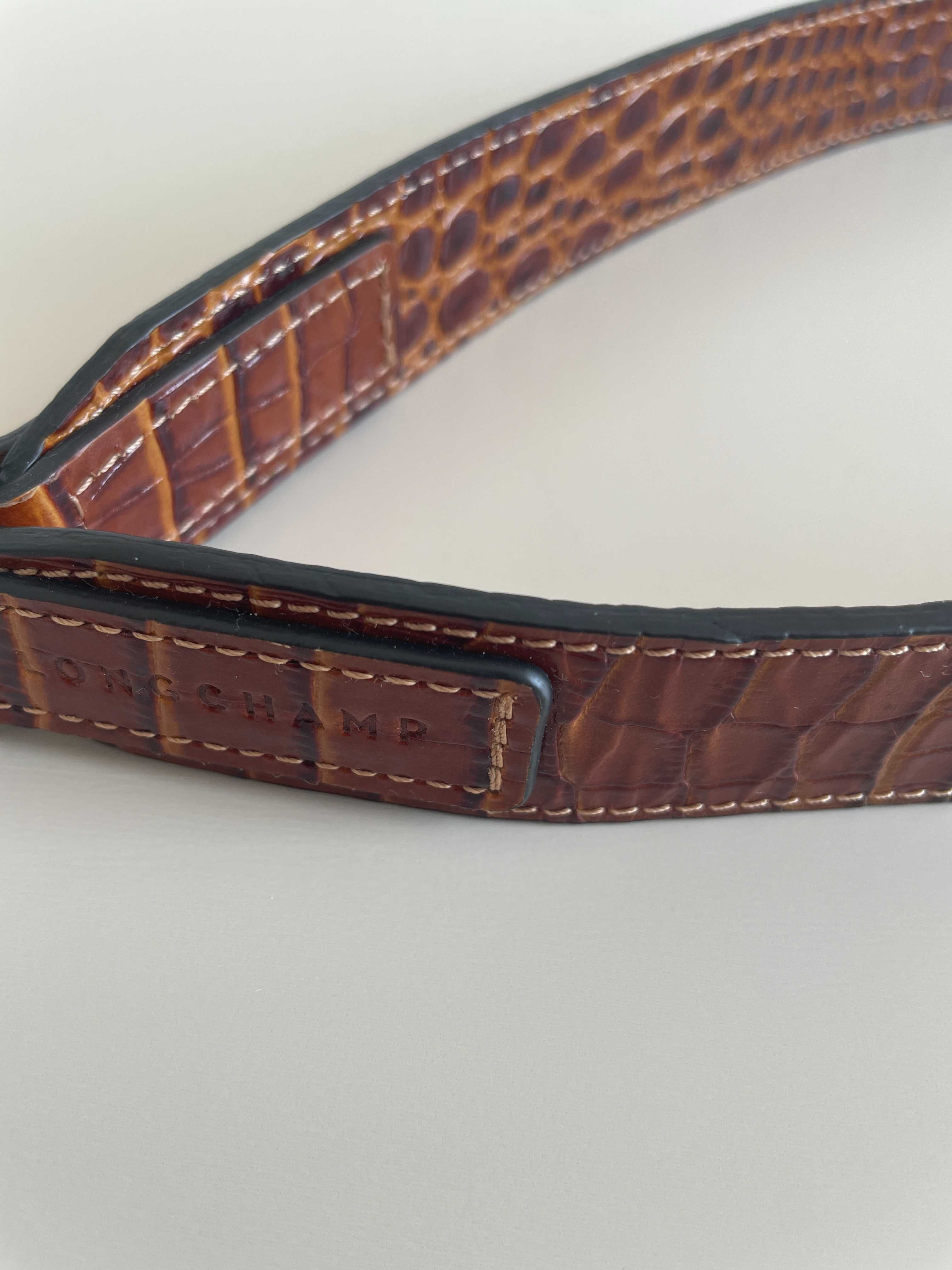Longchamp alça de bolsa pele castahno