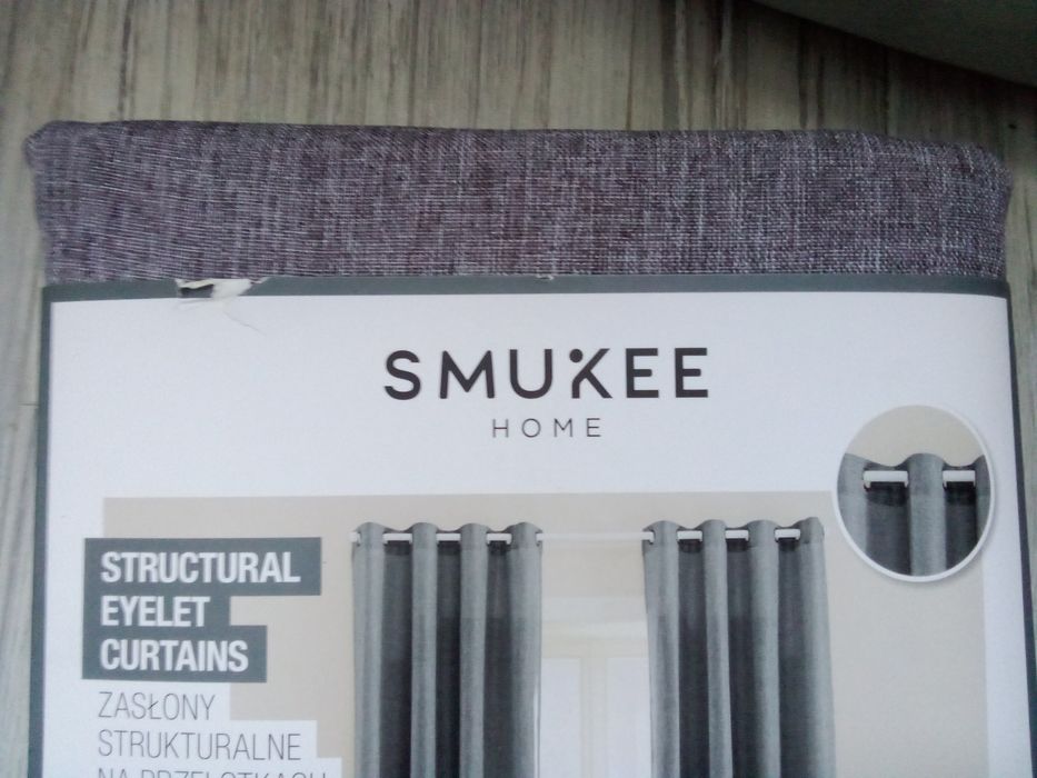 Zasłony strukturalne brązowo szare ala len styl boho SMUKEE przelotki