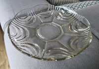 Patera duży talerz na ciasto Hortensja Art Deco 27 cm grube szkło