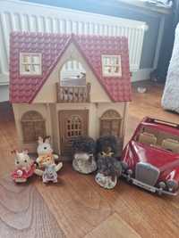 Sylvanian Family, zestaw, domek, auto, króliczki, jeżyki