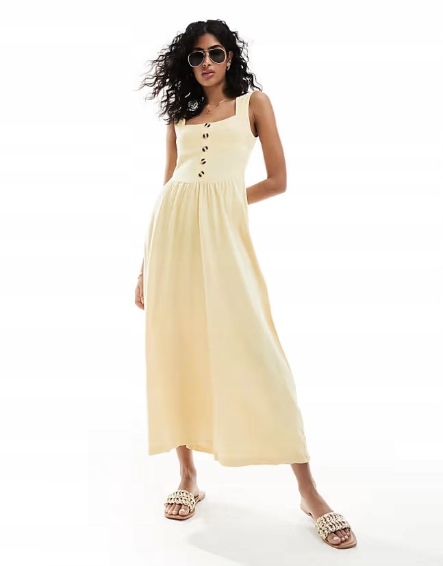 Asos Design 40 L Sukienka Z Guzikami Buttermilk J25253