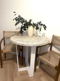 Okrągły Stół DĘBOWY bielony ø80 cm