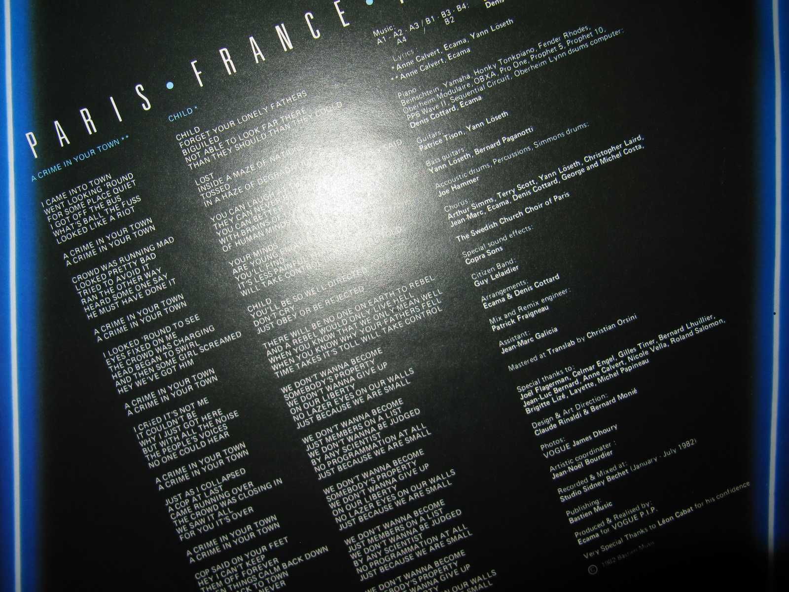 РЕДКИЙ Виниловый Альбом Paris France Transit - 1982 *ОРИГИНАЛ (NM)