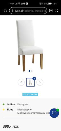 Sprzedam b ładne krzesła BAKKELY kremowe Eco skóra JYSK 4 szt
