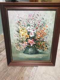 Obraz olejny sygnowany kwiaty 40/50 cm