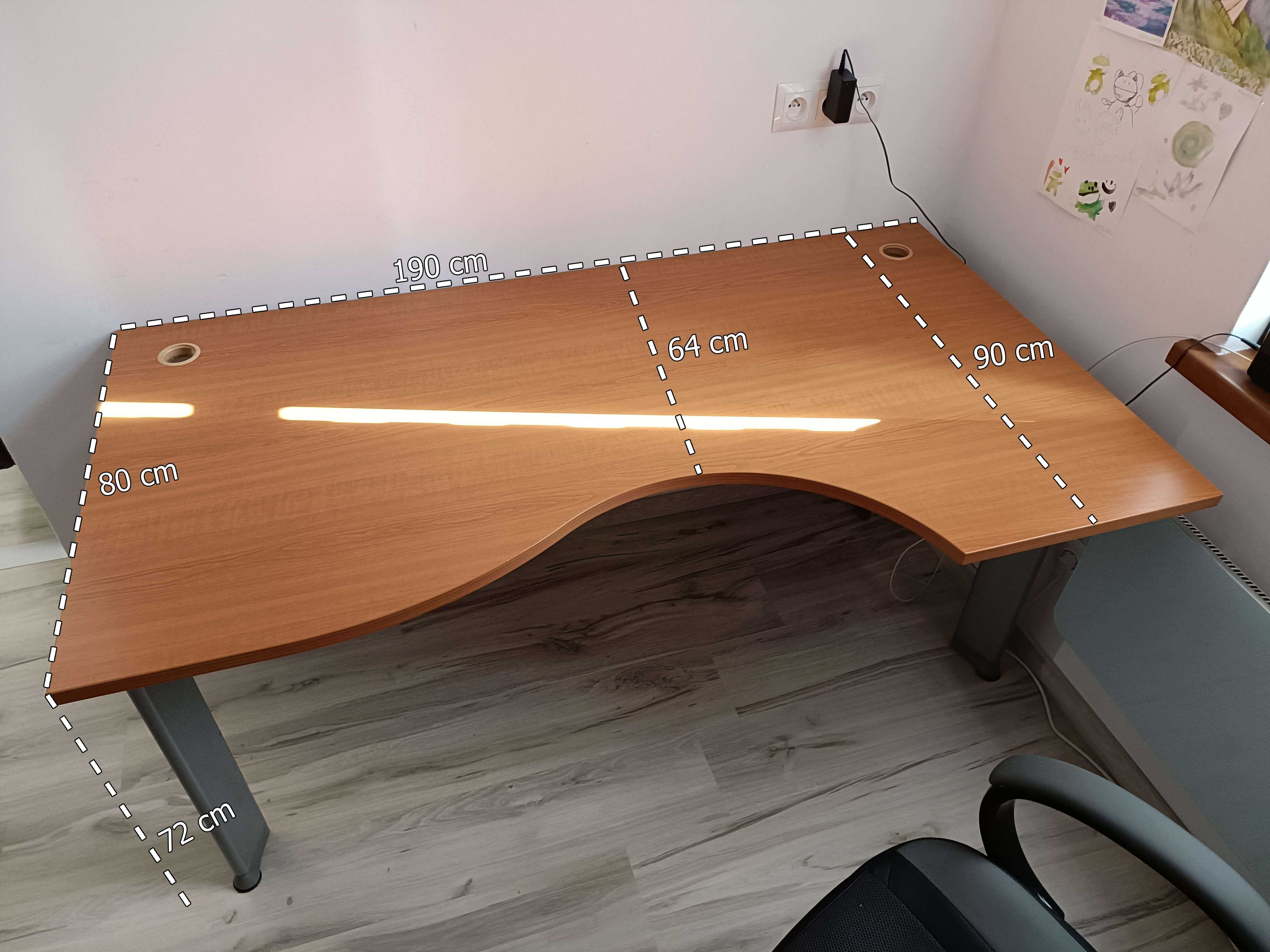 Duże biurko robione na wymiar z szafeczką/komodą