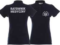 Koszulka Polo ratownicza granatowa damska odblaskowa FUNKCYJNA (XL)