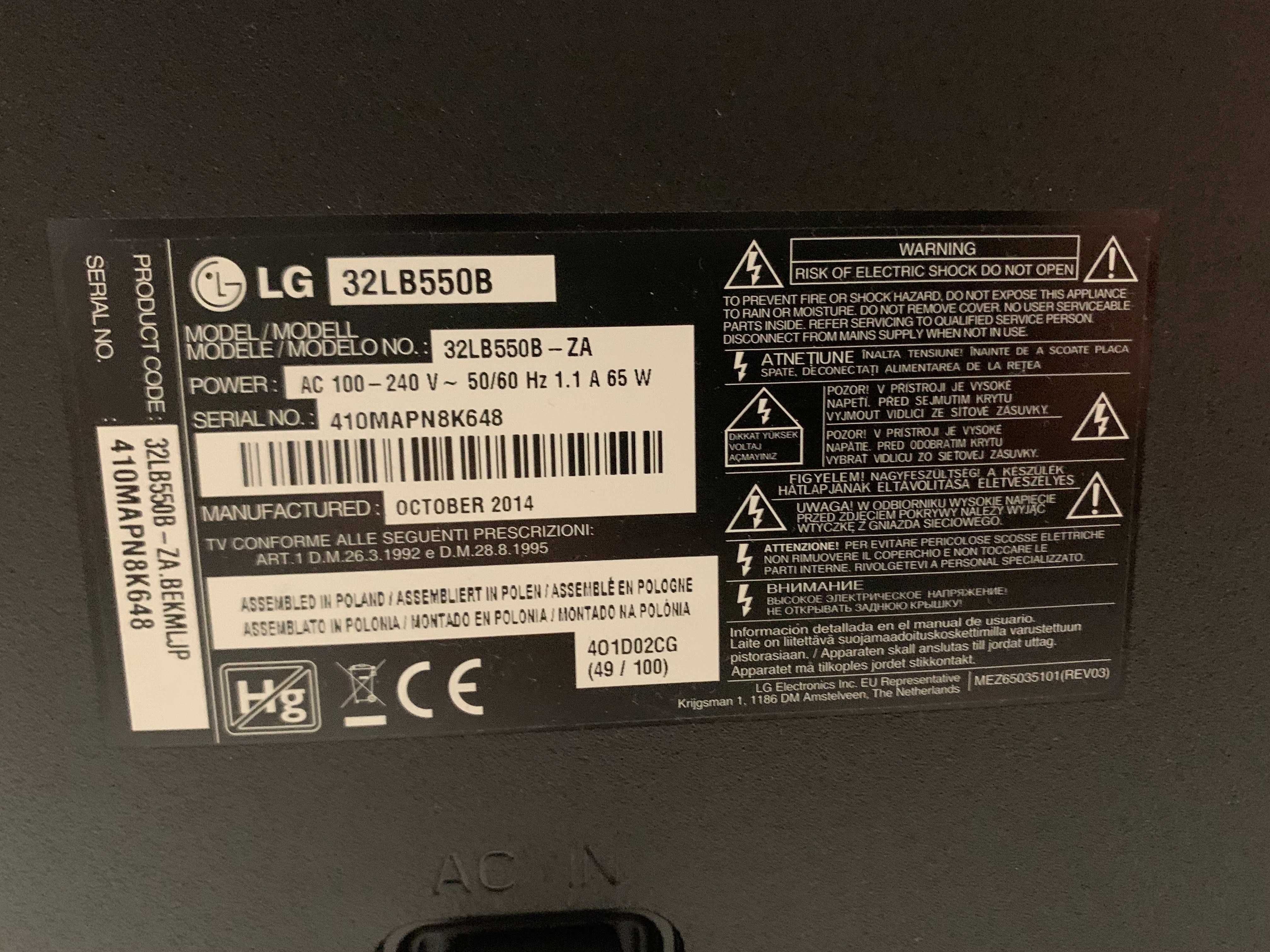 LG LED TV 32 cale 32LB550B