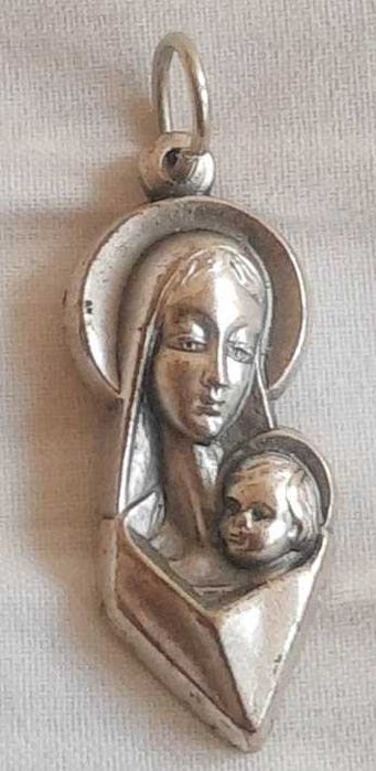 Medalik - Madonna Maryja z dzieciątkiem - stan bdb