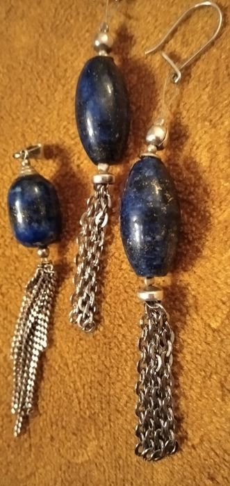 Komplet lapis kolczyki,wisiorek 925