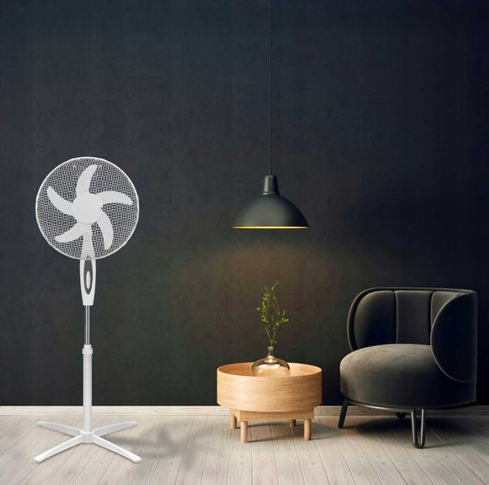 Wentylator Podłogowy Cichy Mocny Biały Wiatrak Stojący Duży Klima