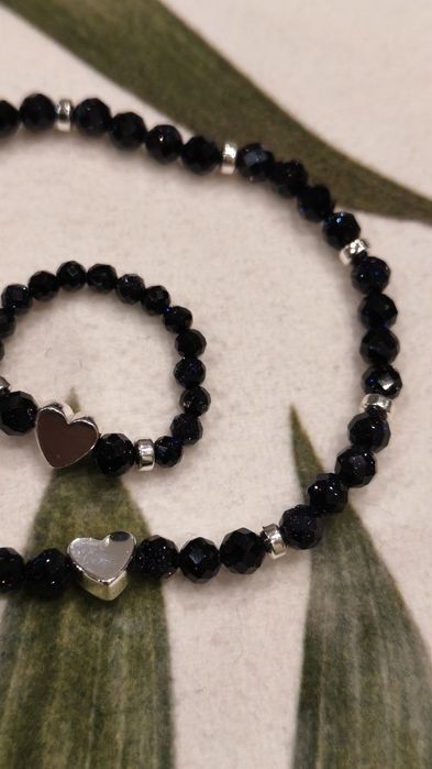 Zestaw bransoletka i pierścionek z naturalnych kamieni Piaskowiec