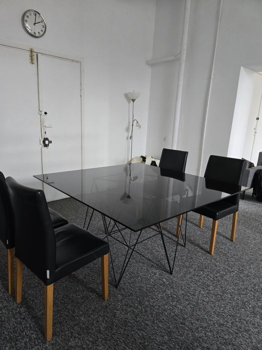 Stół konfefencyjny szklany 200cm i 4 krzesła!