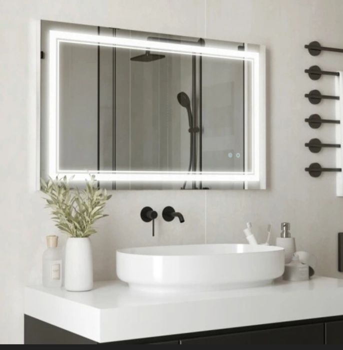 Lustro łazienkowe poziome 100 x 60 cm - LED