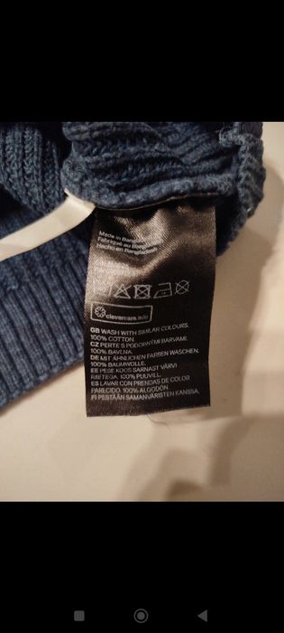 H&M sweter że stójka 92 100% bawełna granatowy