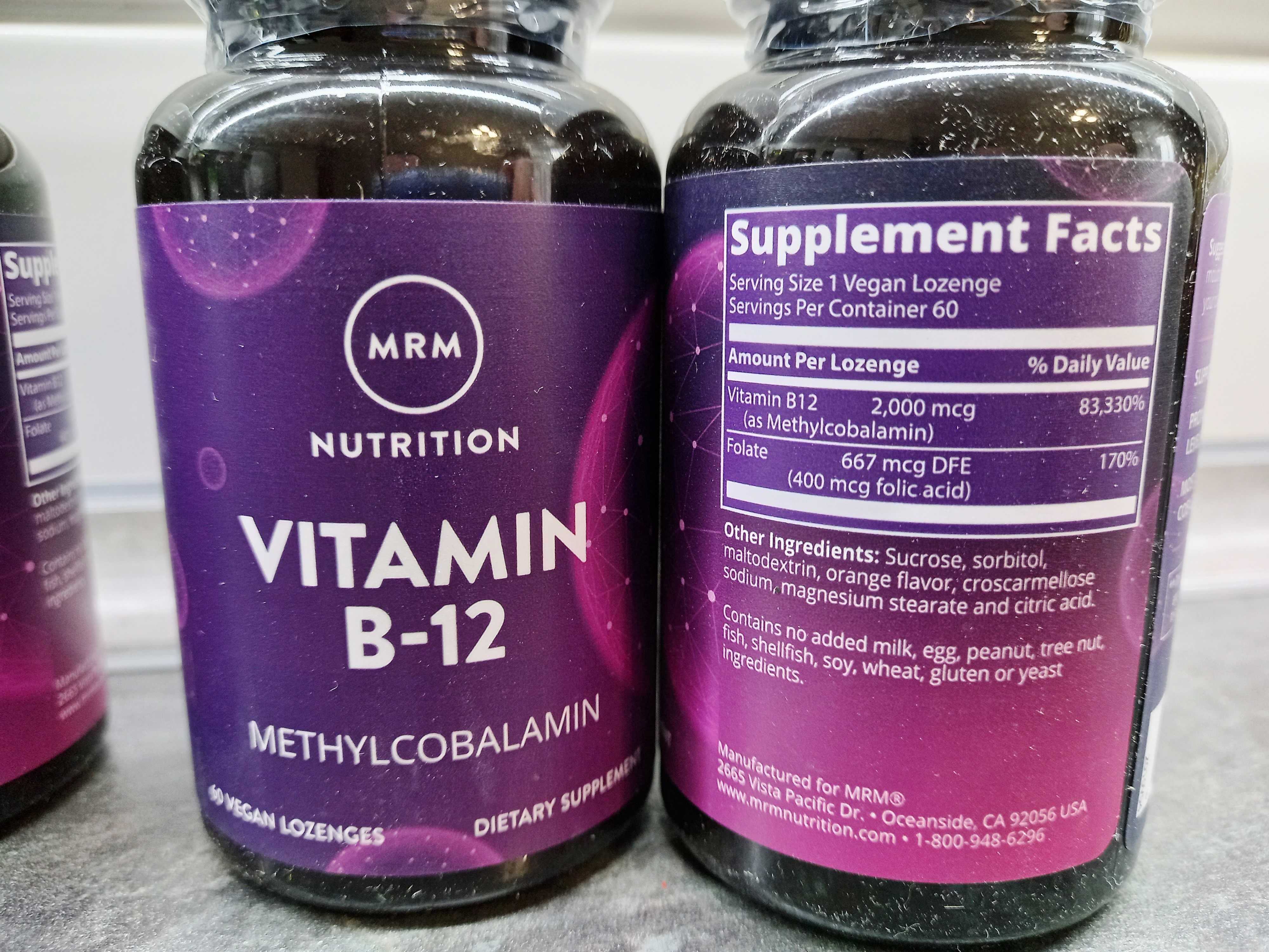 MRM, Vitamin B-12 2000 мкг (60 леденц.), витамин В-12 метилкобаламин