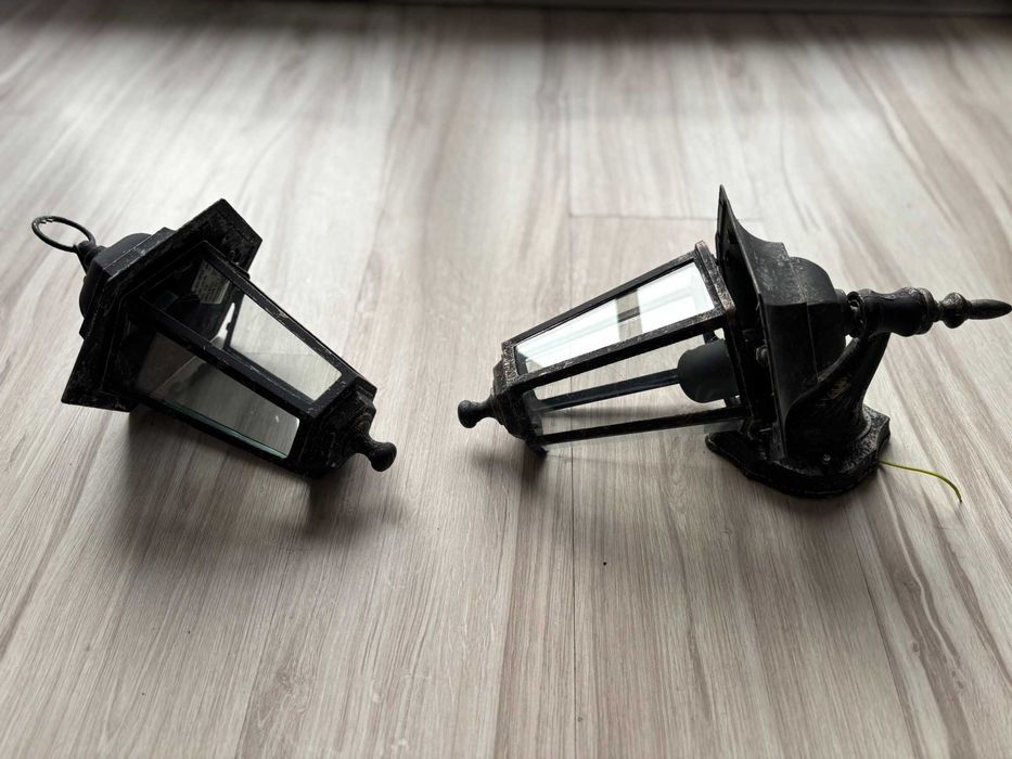 Komplet 2 lampy ogrodowe w stylu latarni - kinkiet i wisząca